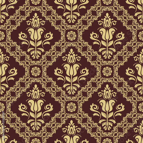 Oriental vector classic golden pattern. Seamless abstract background with repeating elements. Orient background