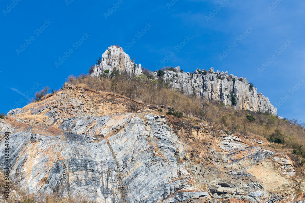 Gypsum rock with a blue sky.