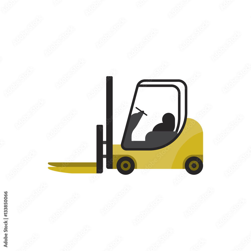Forklift vector illustration on white background. View the side.