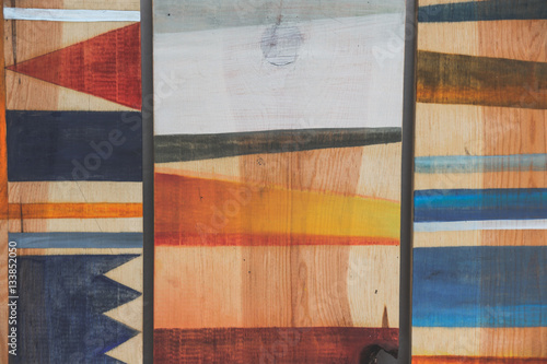 Abstract geometric patterns on wood