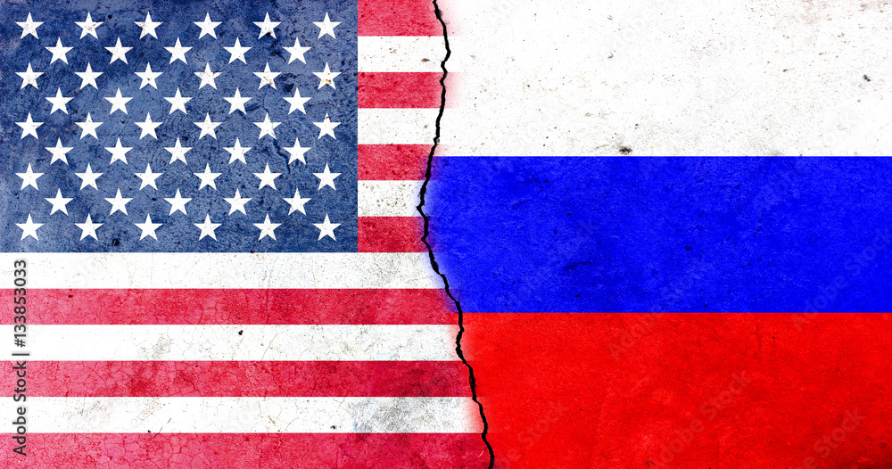 Obraz premium A crack in the wall. Russia-United States relations