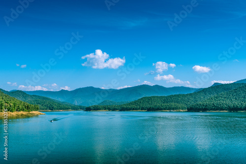 Lake with blue sky background © santagig