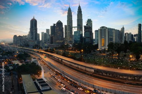 Photography Kuala lumpur skyline in the morning, Malaysia