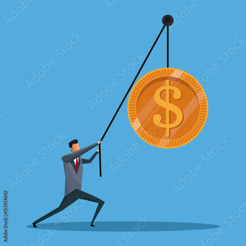 business man conecpt lift coin money vector illustration eps 10