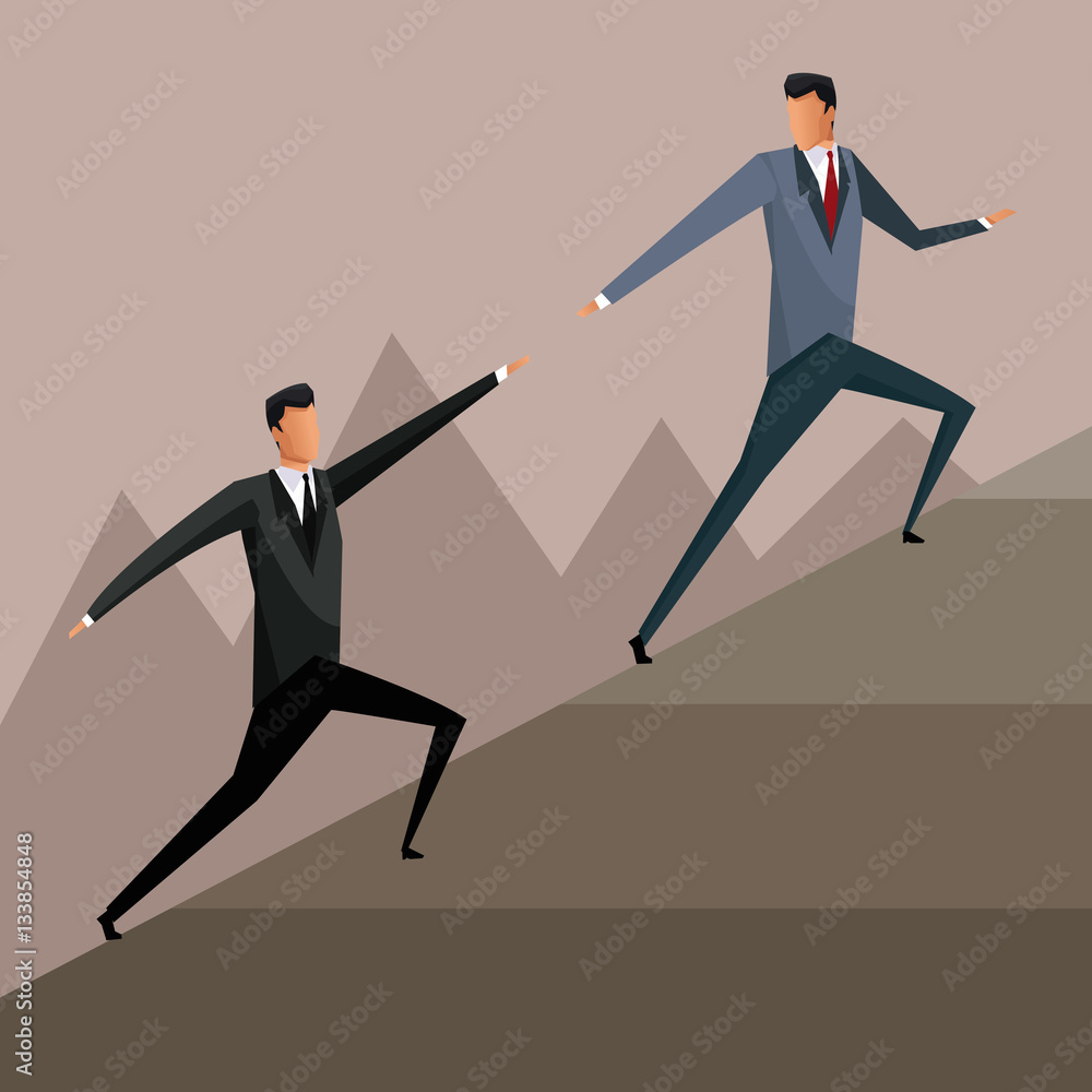 business men growth collaboration solution design vector illustration eps 10