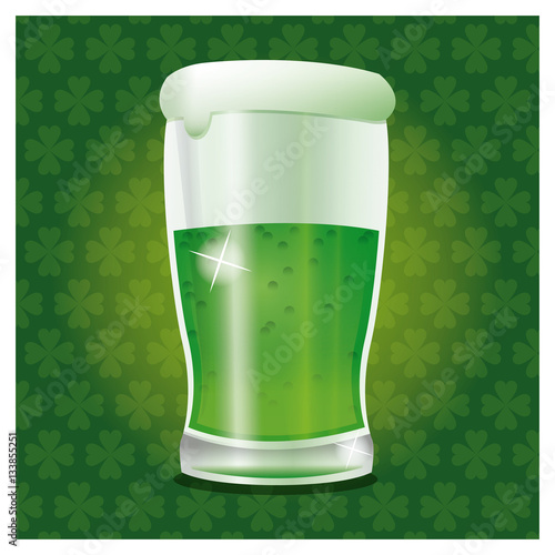 st patrick day green cold glass beer vector illustration