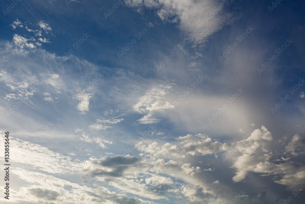 Cumulus clouds against a blue sky. Partly Cloudy. Weather forecast. Cumulus clouds against a blue sky. Partly Cloudy. Weather forecast.