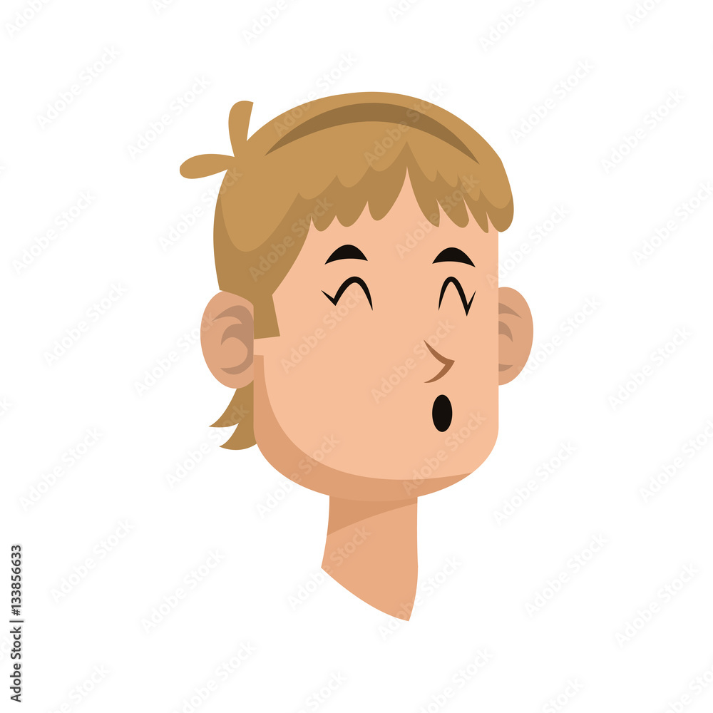 happy man face cartoon over white background. colorful design. vector illustration