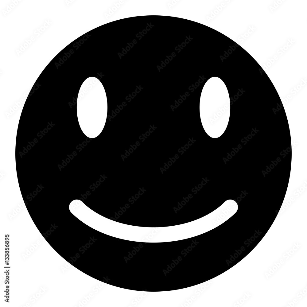 Fototapeta premium Smiley icon - Flat design, glyph style icon - Filled black