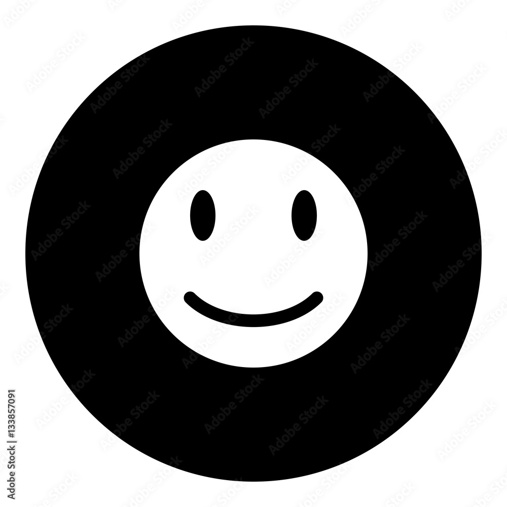 Fototapeta premium Smiley icon - Flat design, glyph style icon - Filled circle black