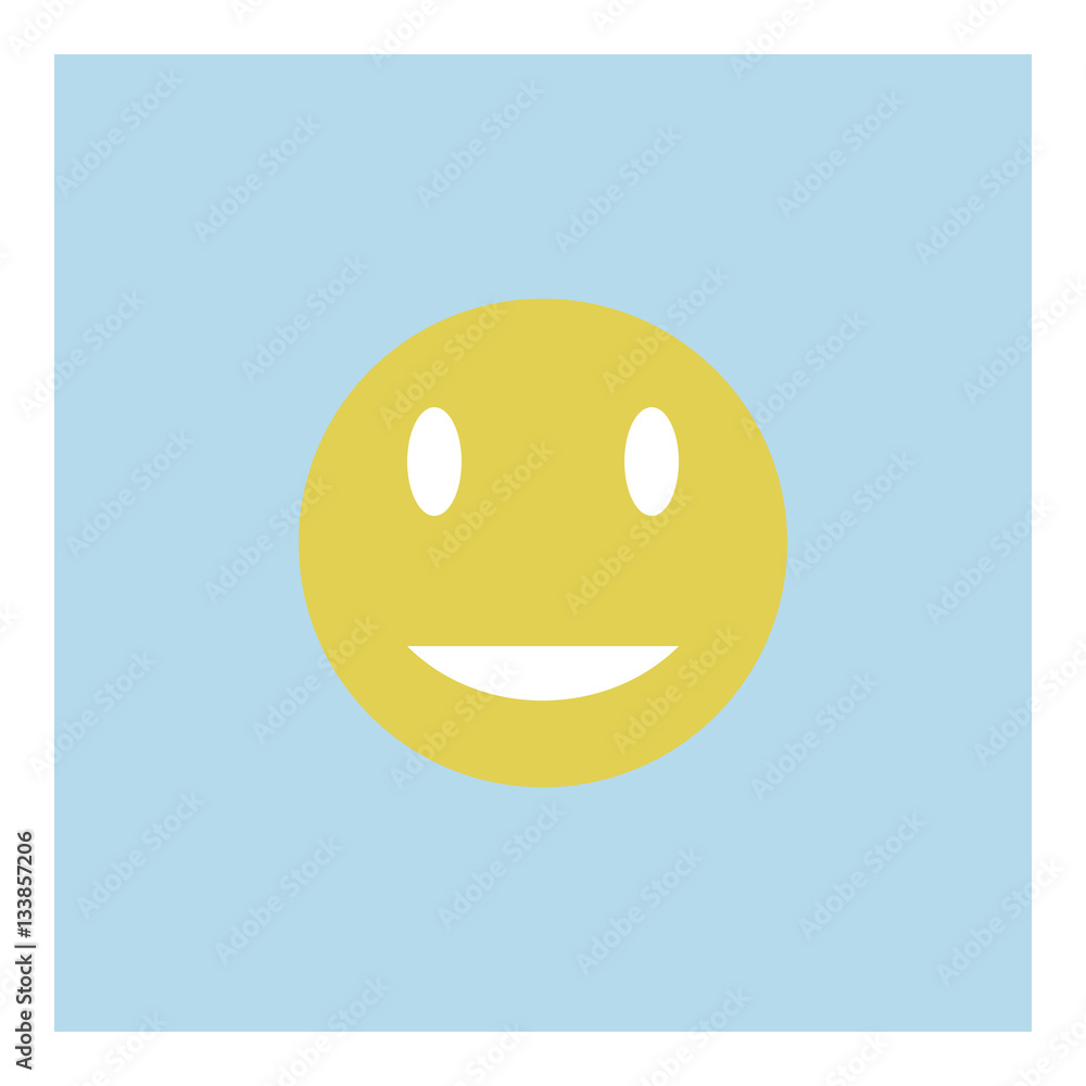 Fototapeta premium Smiley icon - Flat design, glyph style icon - Blue square yellow smiley