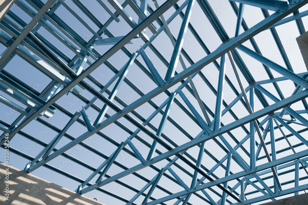Structure of steel roof. Structure of steel roof.