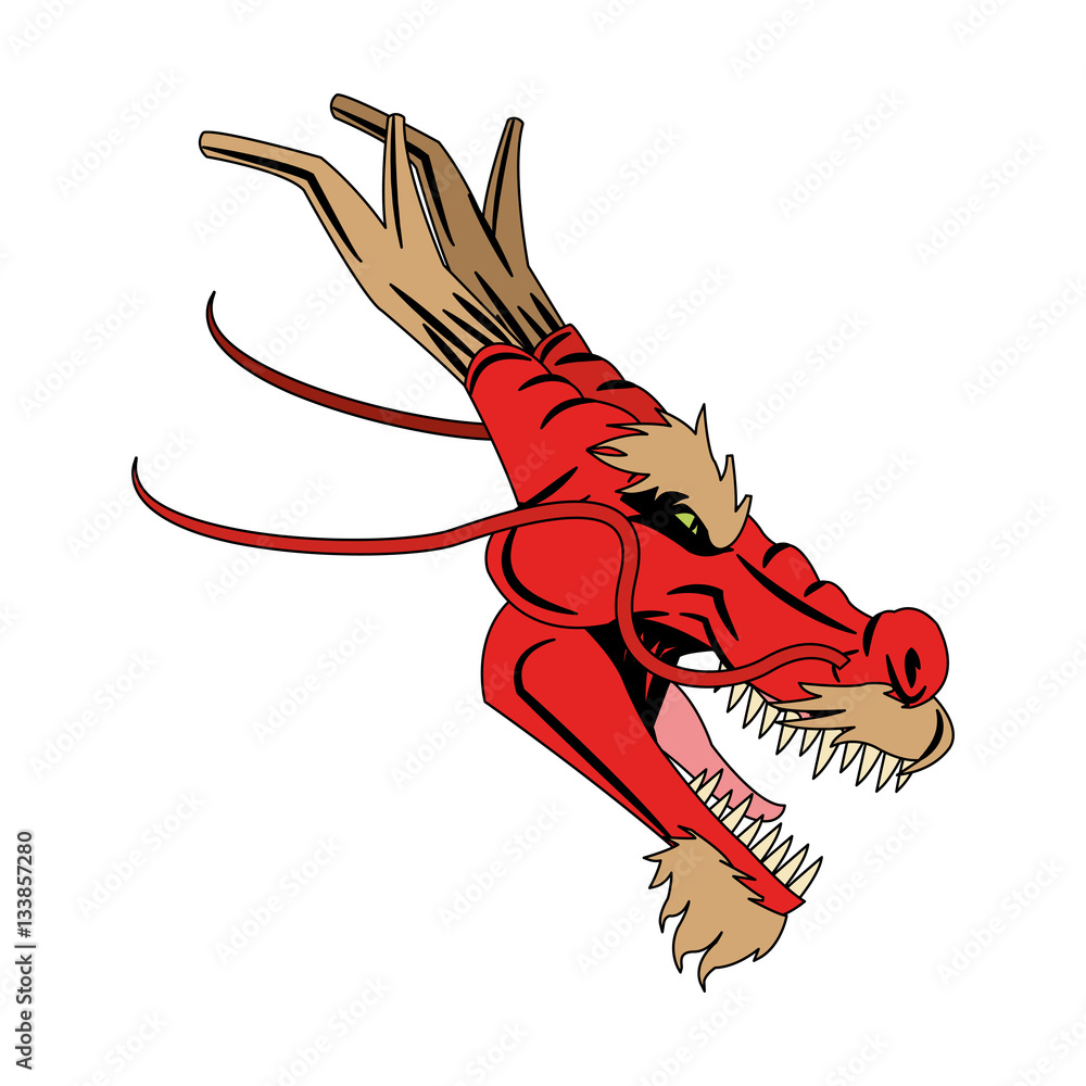 red dragon cartoon icon over white background. colorful design. vector illustration red dragon cartoon icon over white background. colorful design. vector illustration