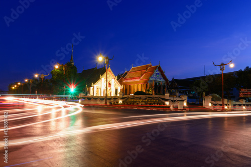 Wat Phrathat Chang Kham Worawihan in twilight scene. © Look Aod 27