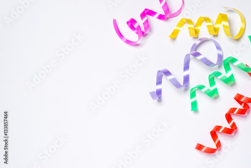 Festive colorful ribbon on white background
