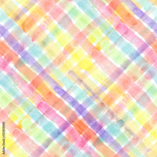 Seamless pattern illustration with watercolour drawing in doodle style. Hand drawn background