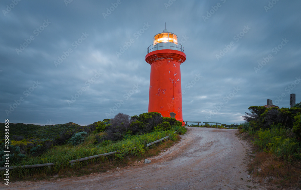 Red lighthouse in Canunda National Park, South Australian natura