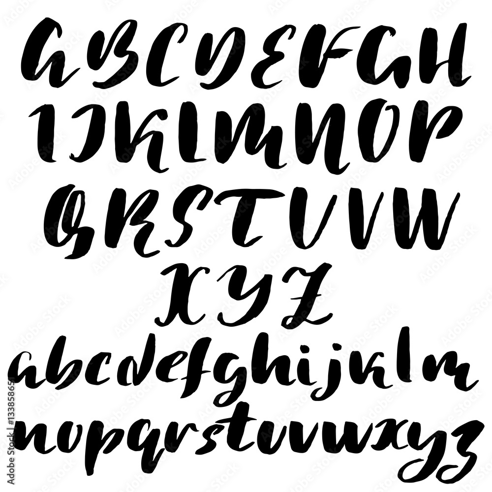 Hand drawn font made by dry brush strokes. Grunge style alphabet Hand drawn font made by dry brush strokes. Grunge style alphabet