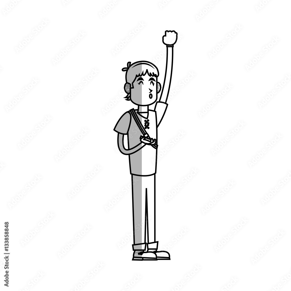 man cartoon using a smartphone over white background. vector illustration man cartoon using a smartphone over white background. vector illustration