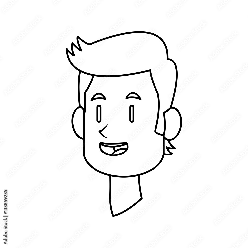 happy man face cartoon over white background. vector illustration