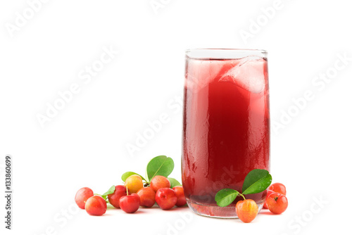 thai Acerola cherry juice on white background