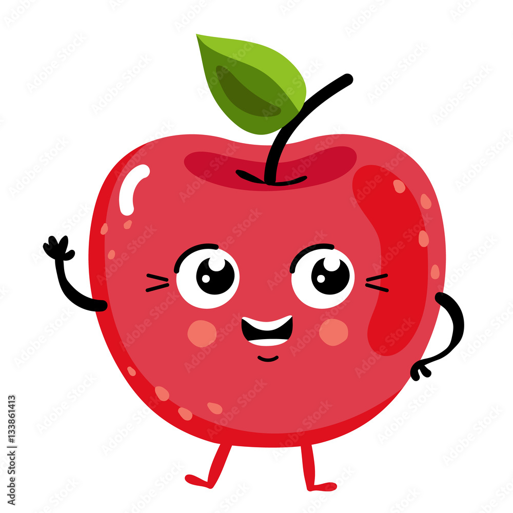 Cute fruit cherry cartoon character isolated on white background vector  illustration. Funny positive and friendly cherry emoticon face icon. Happy  smile cartoon face food emoji, comical fruit mascot Stock Vector | Adobe