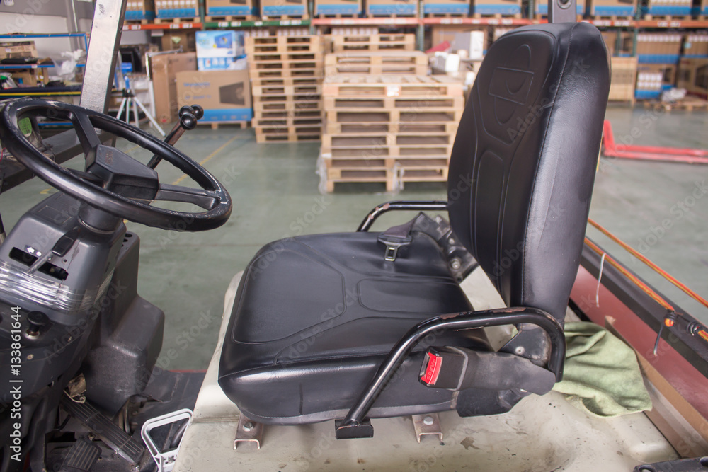 Fototapeta premium Leather forklift seat, close up
