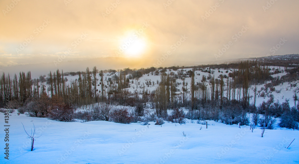 Mountain view on winter day Mountain view on winter day