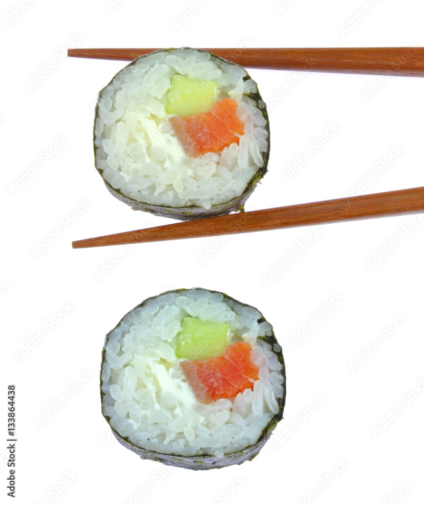 Sushi roll classic with chopsticks Sushi roll classic with chopsticks