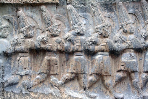 Hattusa, bas-relief with winning warriors  hittiti photo