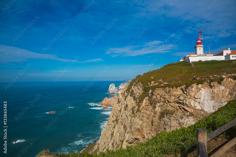 The lighthouse of the Westernmost of Europe, Roca Portugal / Cape Roca the Westernmost of Europe, Portugal