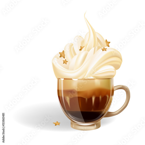 Cup of coffee with whipped cream