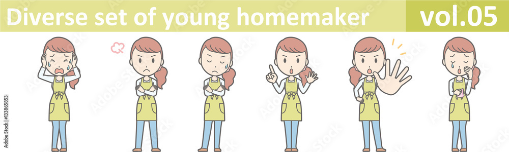 Diverse set of young homemaker, EPS10 vector format vol.05