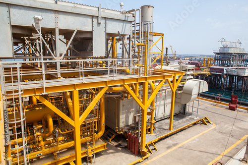 Compressor and pumping systems in oil field in Azerbaijan Caspian sea.