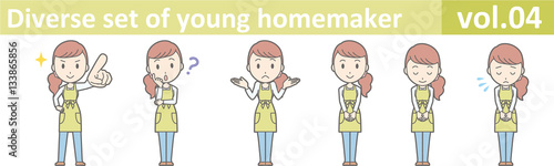 Diverse set of young homemaker, EPS10 vector format vol.04