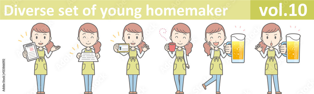 Diverse set of young homemaker, EPS10 vector format vol.10 Diverse set of young homemaker, EPS10 vector format vol.10