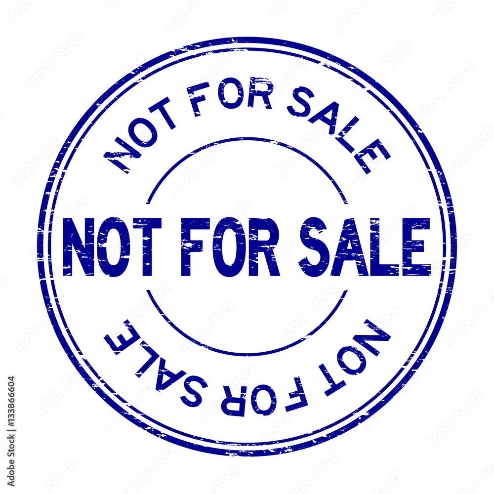 Grunge blue not for sale round rubber stamp on white background