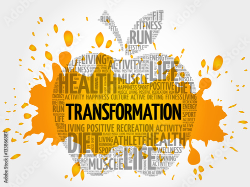 TRANSFORMATION apple word cloud, health concept