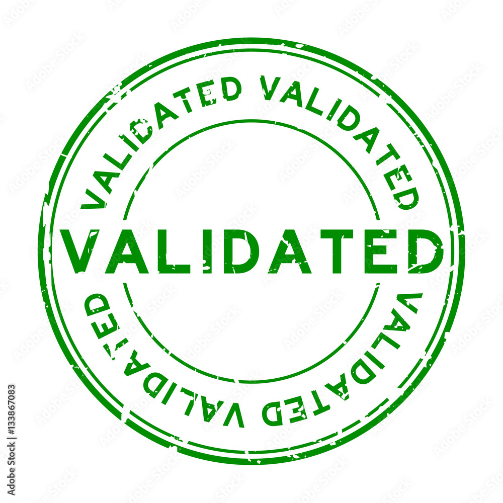 Grunge green validate round rubber stamp on white background Grunge green validate round rubber stamp on white background
