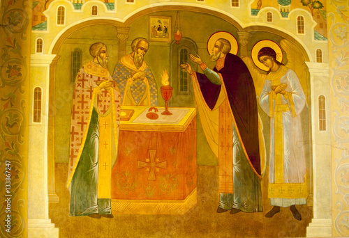 the mural in sam sergei abbey,russian federation photo