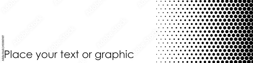 Simple white web header banner with black dots halftone effect on right side and copy space on left. Blank space is good for placing some text and graphics. Simple white web header banner with black dots halftone effect on right side and copy space on left. Blank space is good for placing some text and graphics.