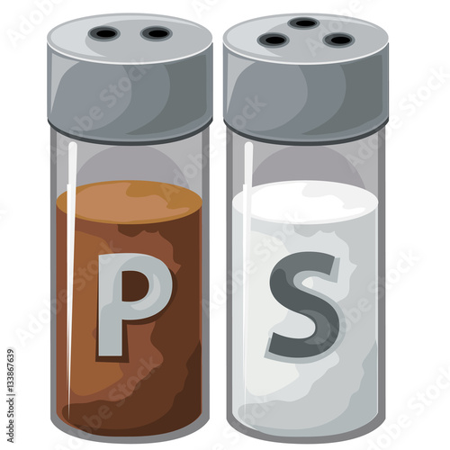 Pepper and salt shaker for kitchen. Vector