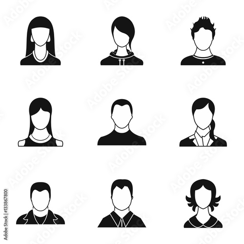 Different avatar icons set, simple style