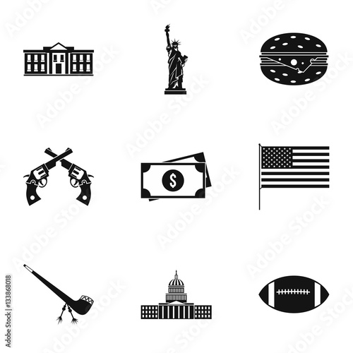 Holiday in USA icons set, simple style