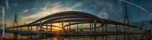 Bhumibol Bridge in Thailand, King Rama 9. photo