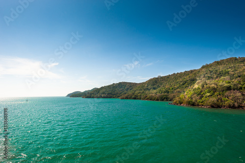 Mountain in the sea,Ocean view in sunny summer day,Thailand photo