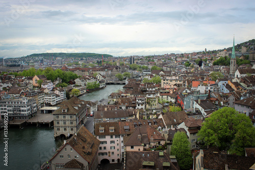 City of Zurich panorama from Grossmünster, Switzerland