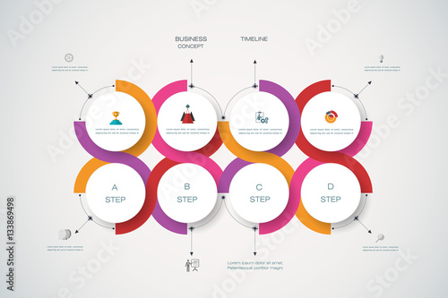 Vector infographics templates with 3D paper label, integrated circles with arrows and lines background. Blank space for content, business, infographic, diagram, infographs, flowchart, process diagram