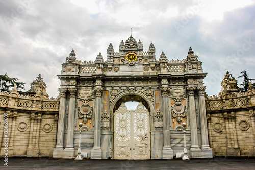 Dolmabahce Palace Gate in baroque style, Istanbul, Turkey.