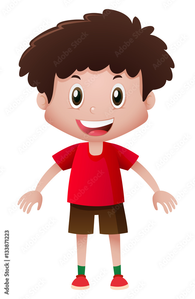 Little boy in red shirt